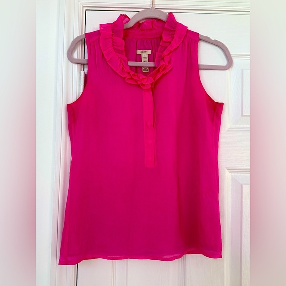 J. Crew Tops - J Crew Sleeveless Pink Ruffle Top
